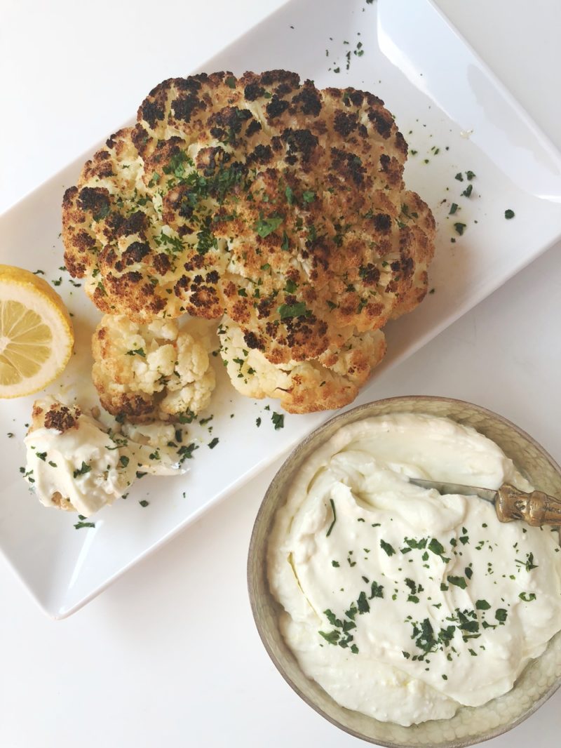 Whole Roasted Cauliflower with Whipped Goat Cheese There's Always Pizza