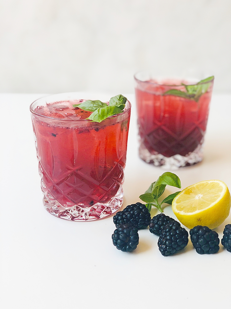 Blackberry and Basil Fizz Cocktail