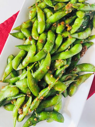 Garlic Edamame - There's Always Pizza